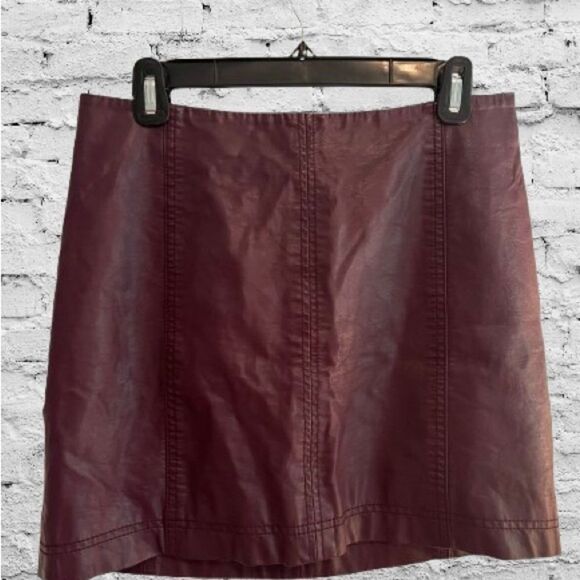 Free People Elegant Burgundy Skirt - Picture 1 of 7